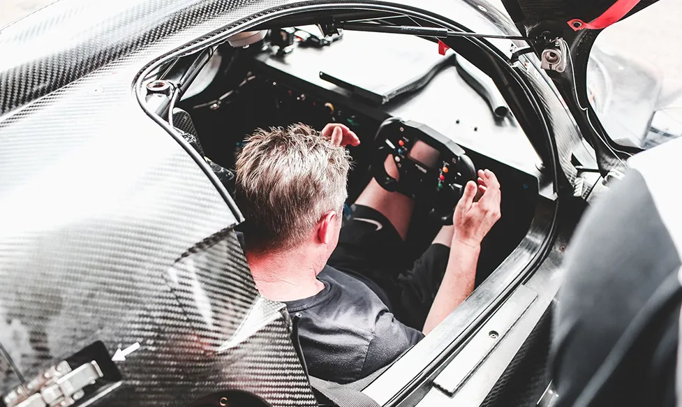 A view inside the carbon fibre cockpit of a race-ready supercar