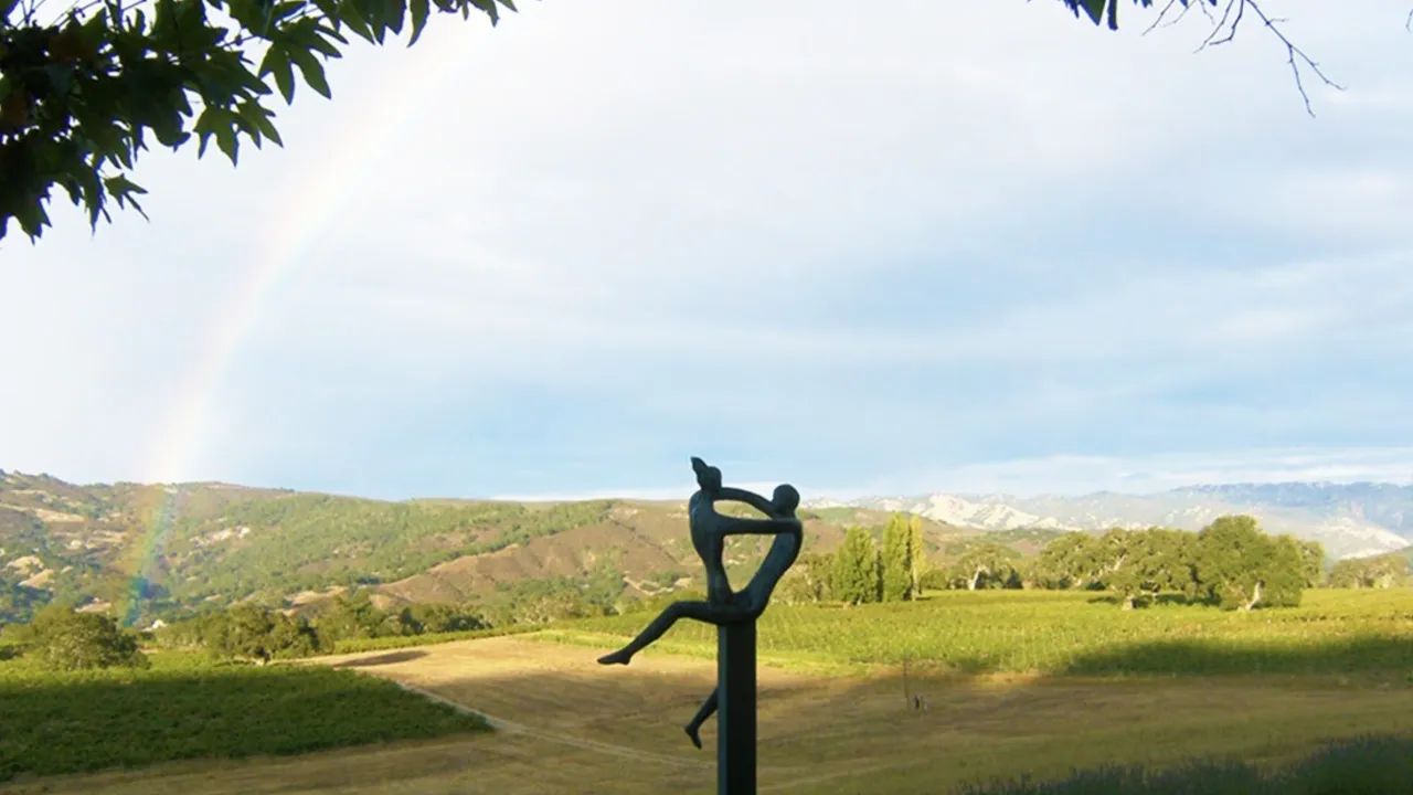 A unique sculpture in the gardens of Heller wine estate in California