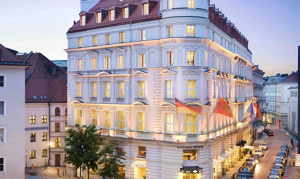 An exterior shot of the Mandarin Oriental hotel, Munich