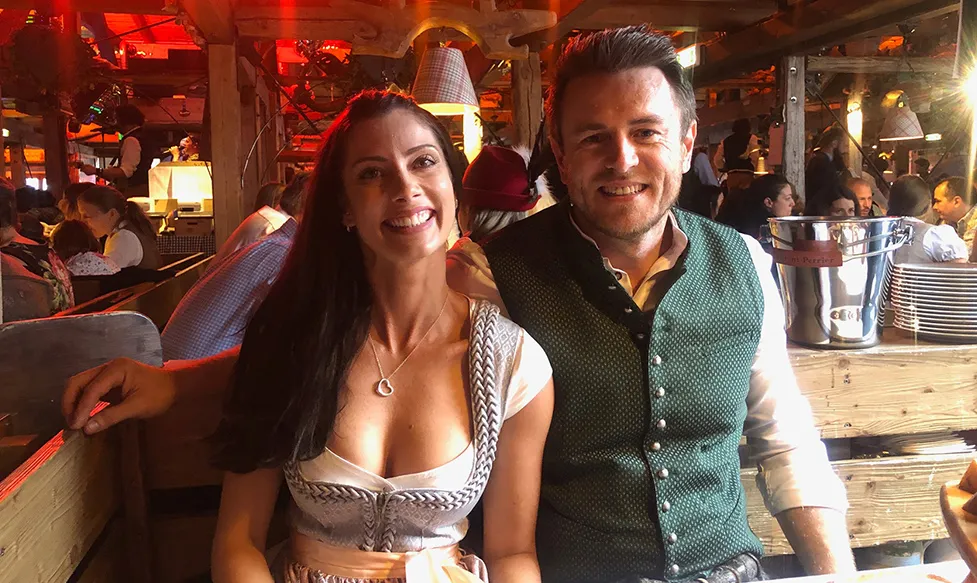 Anthony and Julie of Ultimate Driving Tours enjoying the festivities at Oktoberfest in Munich, Germany