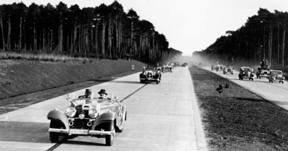 Historic cars driving on the autobahn in Germany