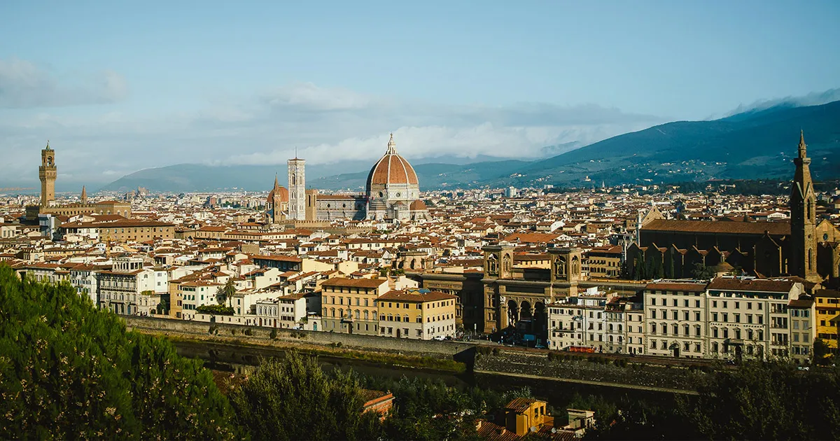 Florence, Tuscany and its famous Duomo seen in a panoramic shot