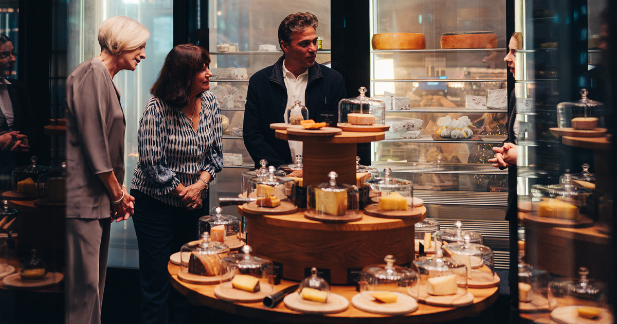 UDT guests are introduced to the cheese room at the Chedi hotel, Switzerland