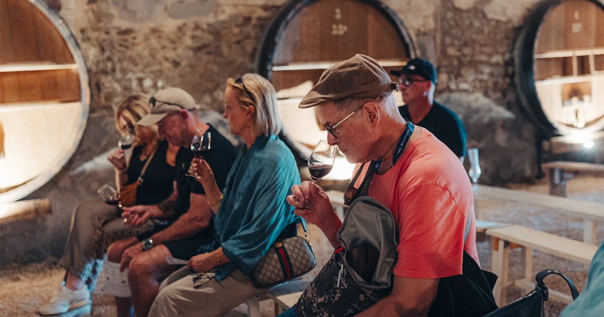 Ultimate Driving Tours guests enjoying a private wine tasting in France