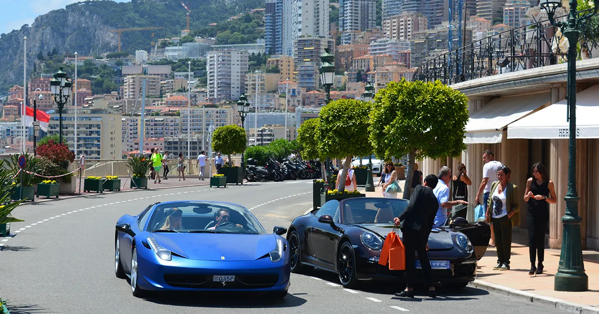 Supercar driving the streets of Monaco