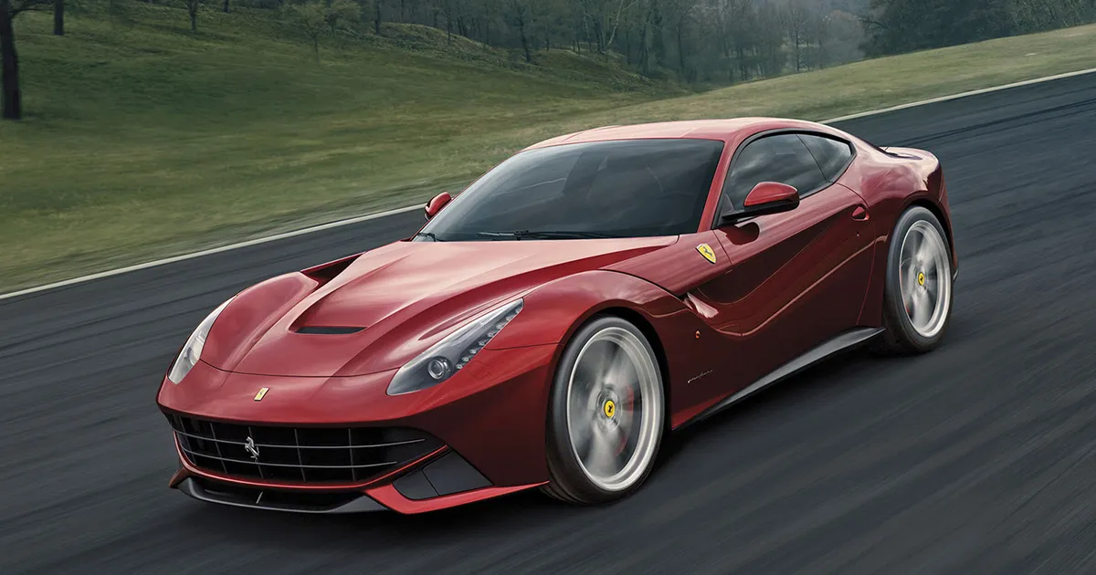 A red Ferrari F12, the last Pininfarina-designed Ferrari