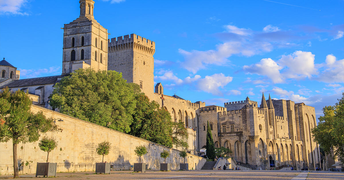 Exterior of the Palais des Papes, Avignon, France.