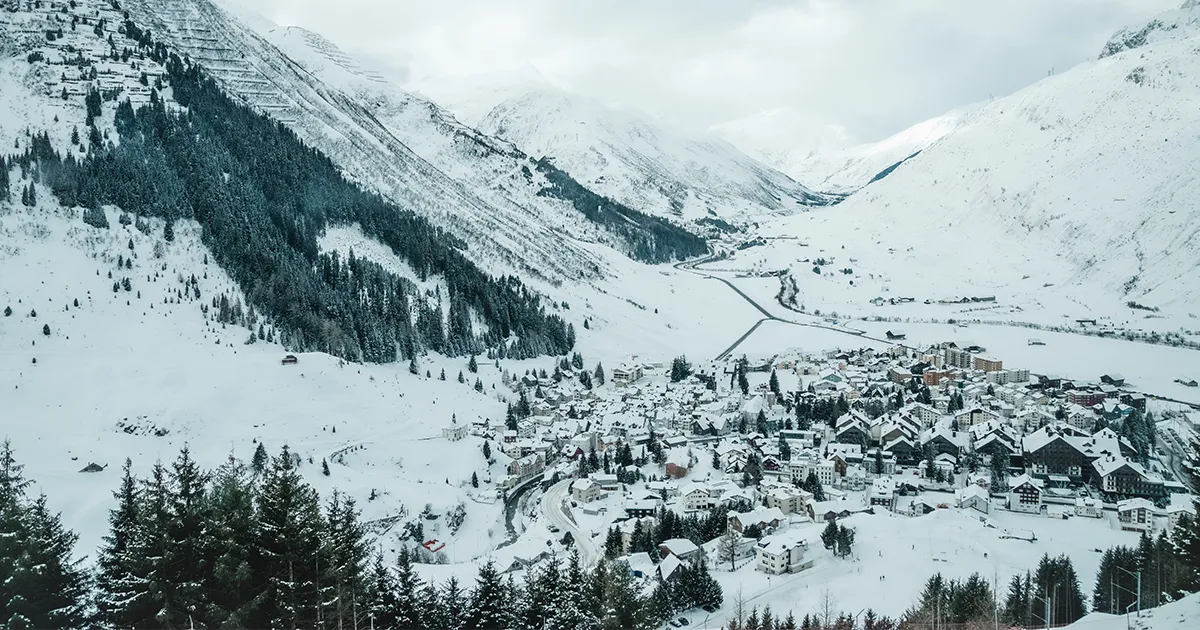The alpine village of Andermatt in the Swiss Alps.