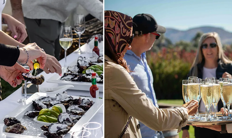 Champagne and fresh Tasmanian seafood are definitely on the menu on our Australian driving tour