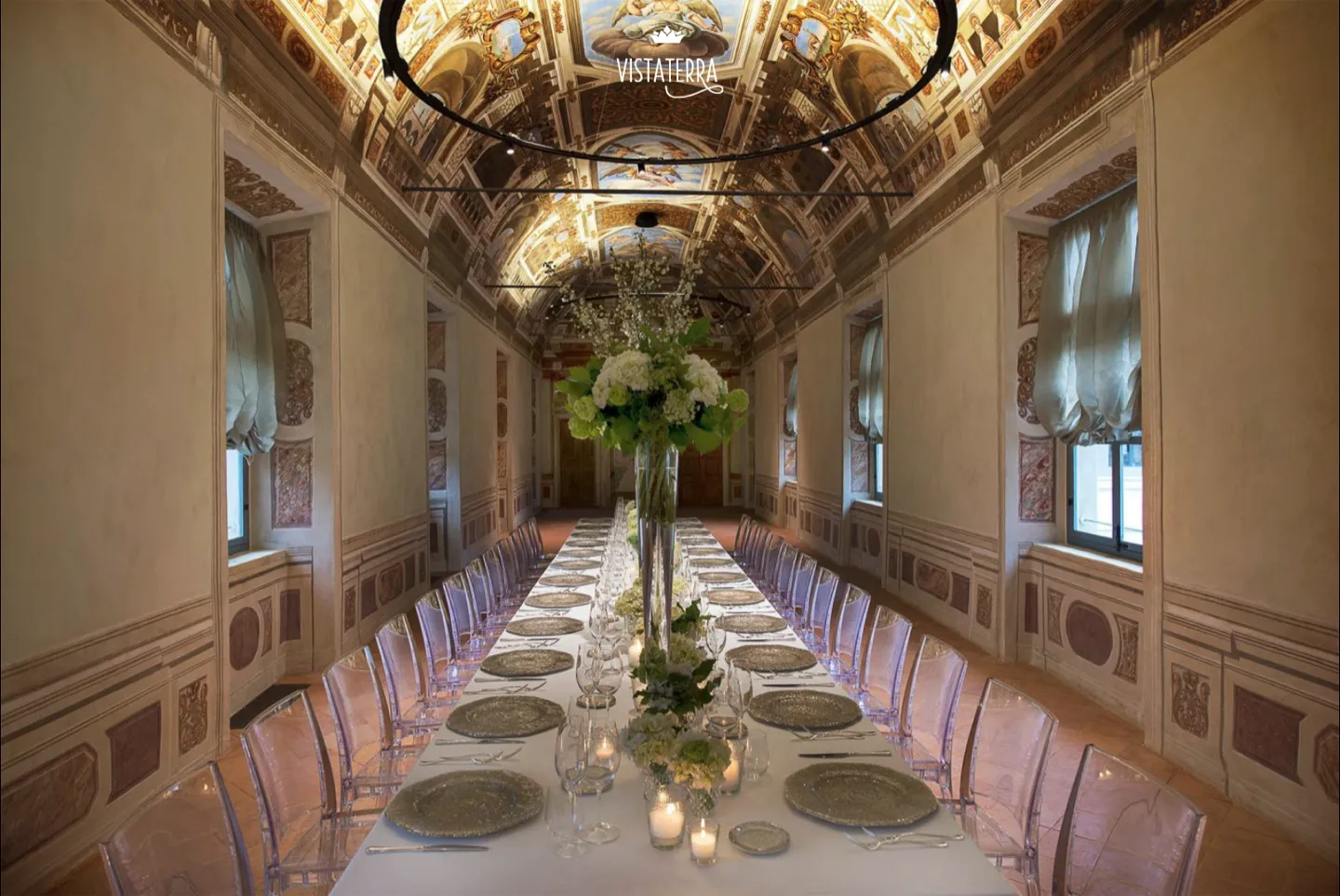 Michelin star fine dining in an ornate caste on a luxury tour of Europe