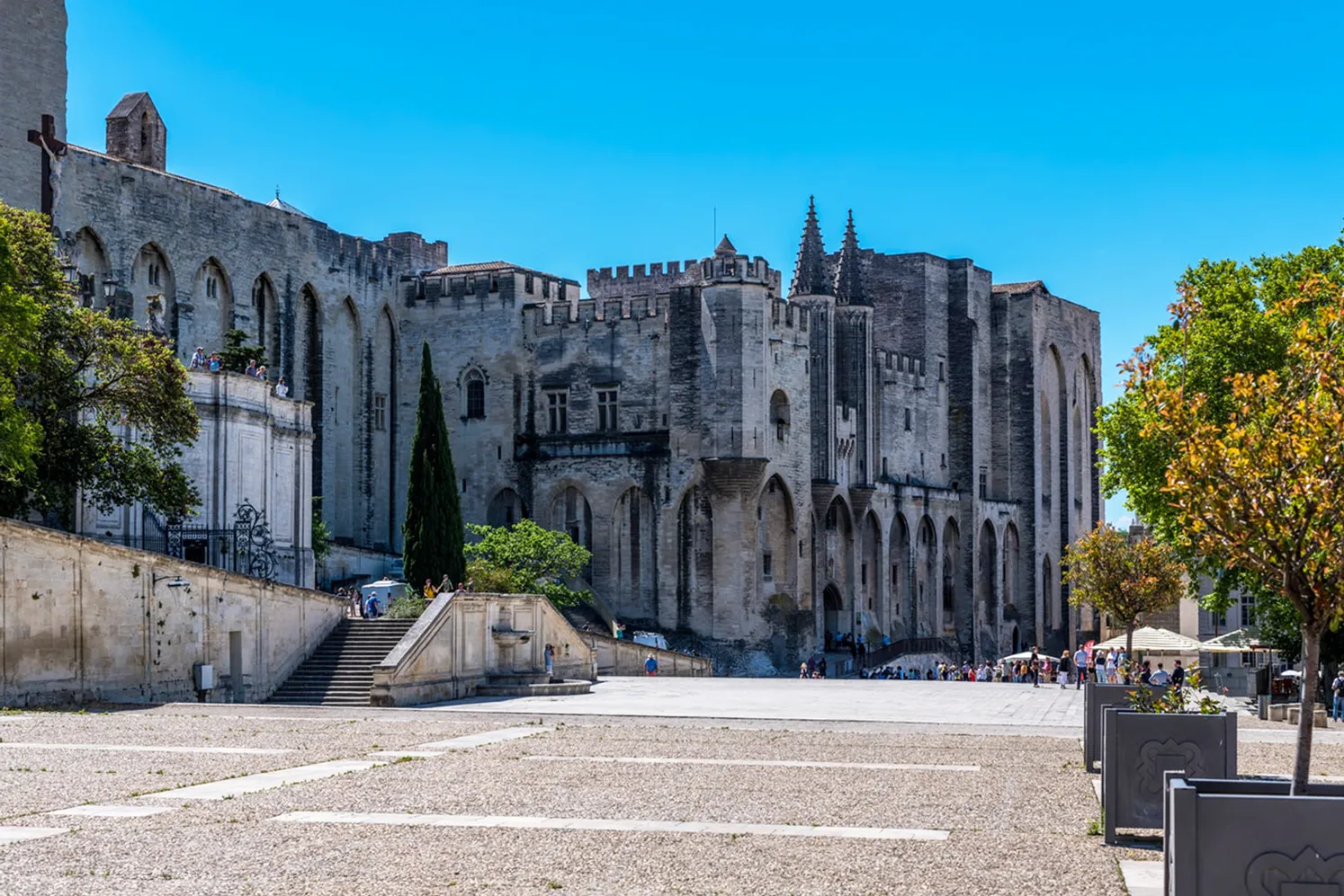 Exterior of the Palais des Papes in Avignon, France