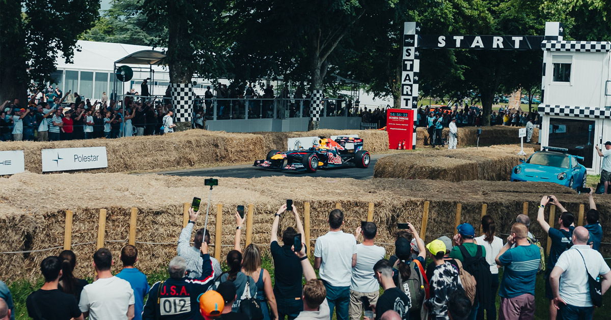 The start line with hay bales at Goodwood Festival of Speed