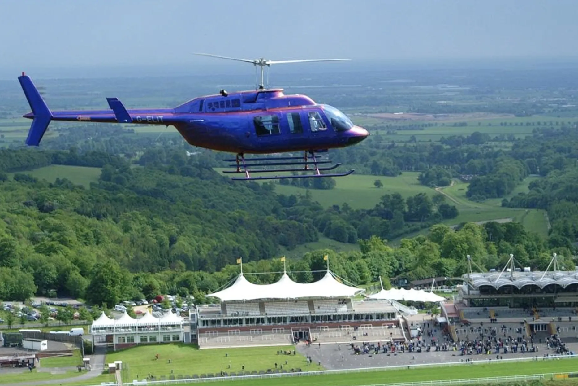 Helicopter charter arriving at the Goodwood Estate for the Goodwood Festival of Speed