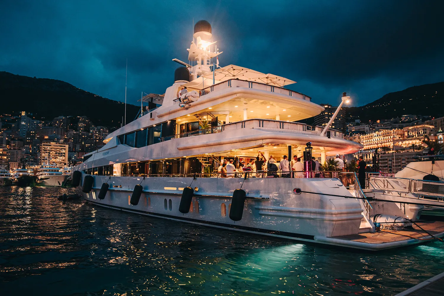 Guests aboard a superyacht for the F1 Grand Prix of Monaco