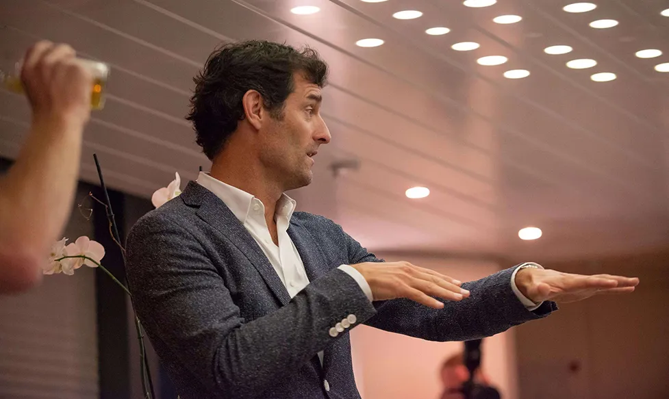 Mark Webber entertains guests of Ultimate Driving Tours at the Monaco Grand Prix