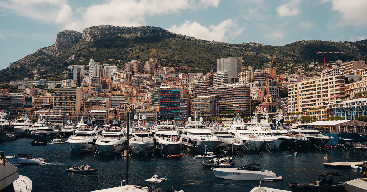 Superyachts berthed in Monte Carlo for the F1