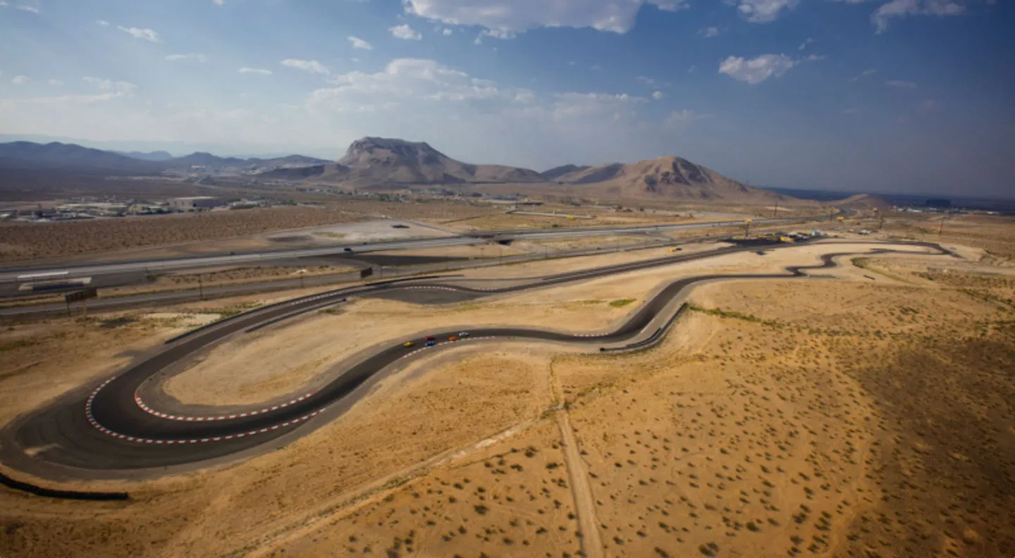 Aerial view of the circuit in Las Vegas that hosts a 3000HP supercar track day